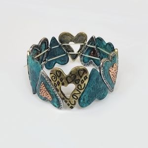 Metal Heart Love Elastic Stretch Bracelet